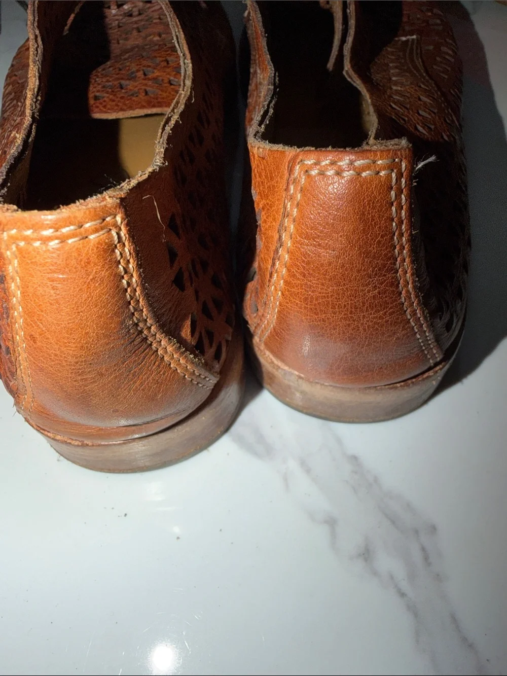 Patricia Nash Brown Perforated Leather Slip-Ons